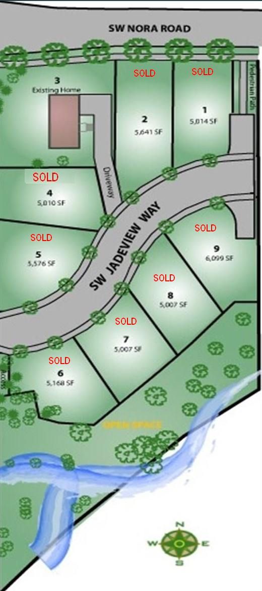 Colored plat of Jadeview subdivision in Beaverton Oregon by Gertz Fine Homes